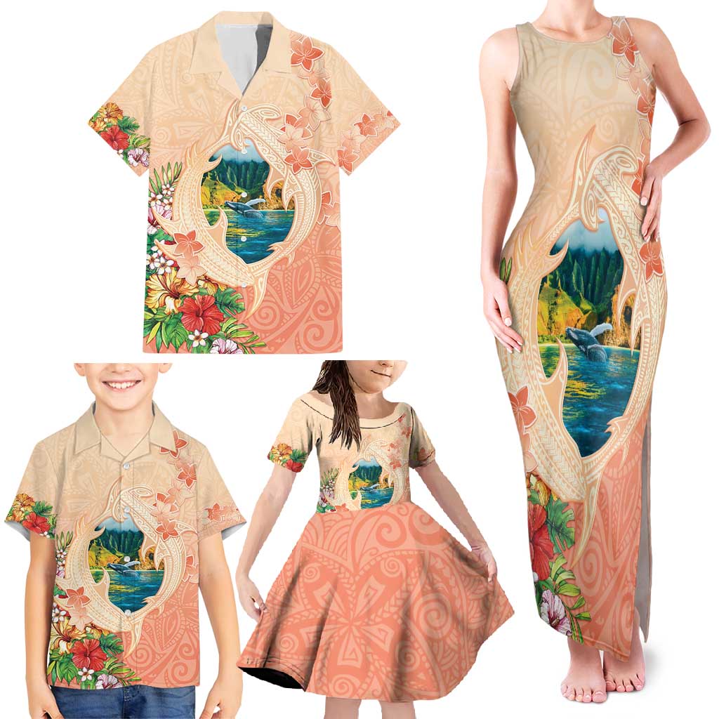 Hawaii Kauai Na Pali Coast Landscape Family Matching Tank Maxi Dress and Hawaiian Shirt LT05 - Polynesian Pride