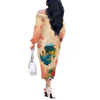 Hawaii Kauai Na Pali Coast Landscape Off The Shoulder Long Sleeve Dress