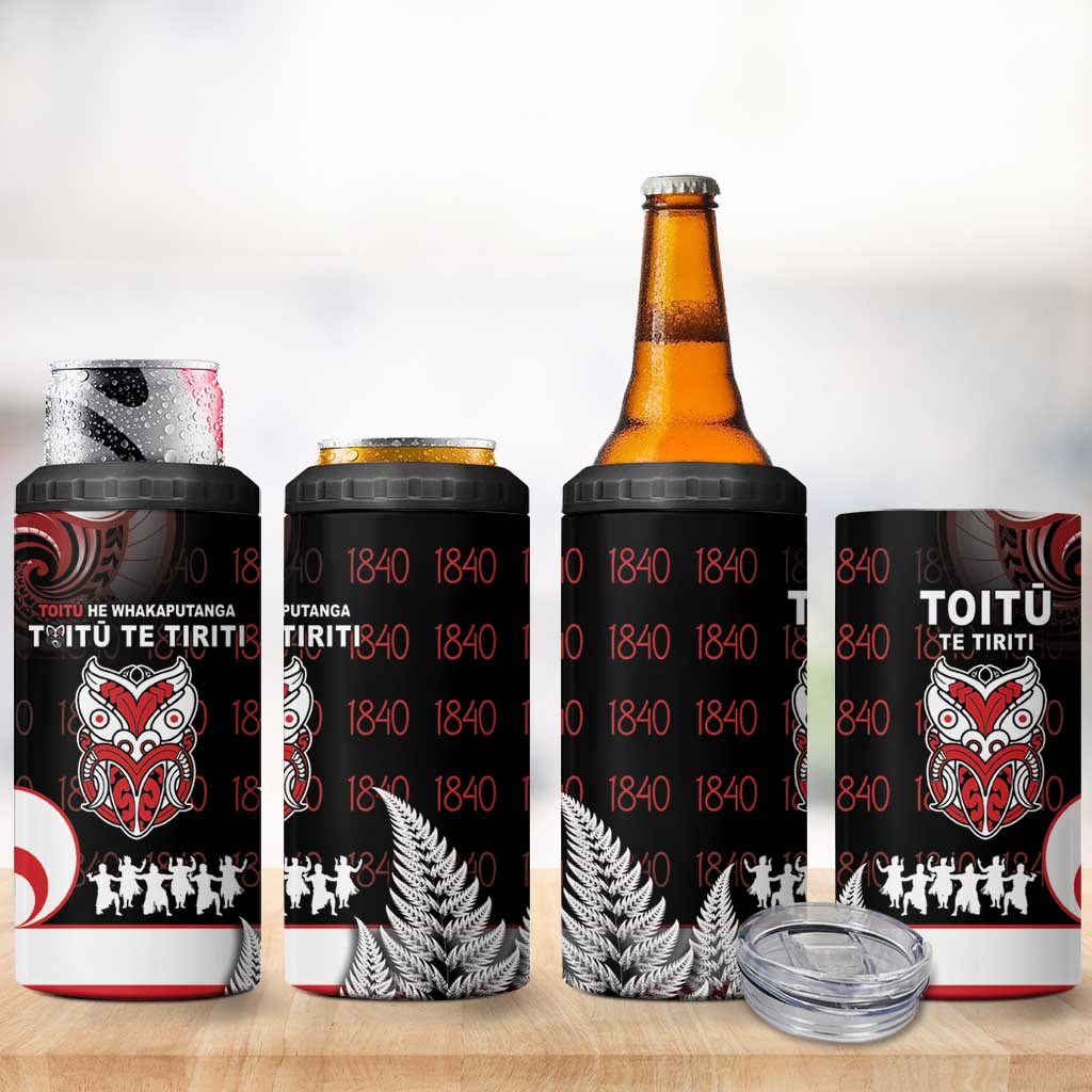 Aotearoa Toitu He Whakaputanga 4 in 1 Can Cooler Tumbler Toitu Te Tiriti O Waitangi LT05 - Polynesian Pride
