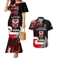Aotearoa Toitu He Whakaputanga Couples Matching Mermaid Dress and Hawaiian Shirt Toitu Te Tiriti O Waitangi LT05 Black - Polynesian Pride