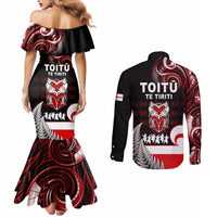 Aotearoa Toitu He Whakaputanga Couples Matching Mermaid Dress and Long Sleeve Button Shirt Toitu Te Tiriti O Waitangi LT05 - Polynesian Pride