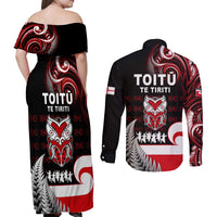 Aotearoa Toitu He Whakaputanga Couples Matching Off Shoulder Maxi Dress and Long Sleeve Button Shirt Toitu Te Tiriti O Waitangi LT05 - Polynesian Pride