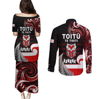 Aotearoa Toitu He Whakaputanga Couples Matching Puletasi and Long Sleeve Button Shirt Toitu Te Tiriti O Waitangi LT05 - Polynesian Pride