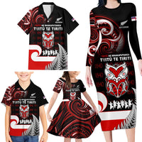 Aotearoa Toitu He Whakaputanga Family Matching Long Sleeve Bodycon Dress and Hawaiian Shirt Toitu Te Tiriti O Waitangi LT05 - Polynesian Pride