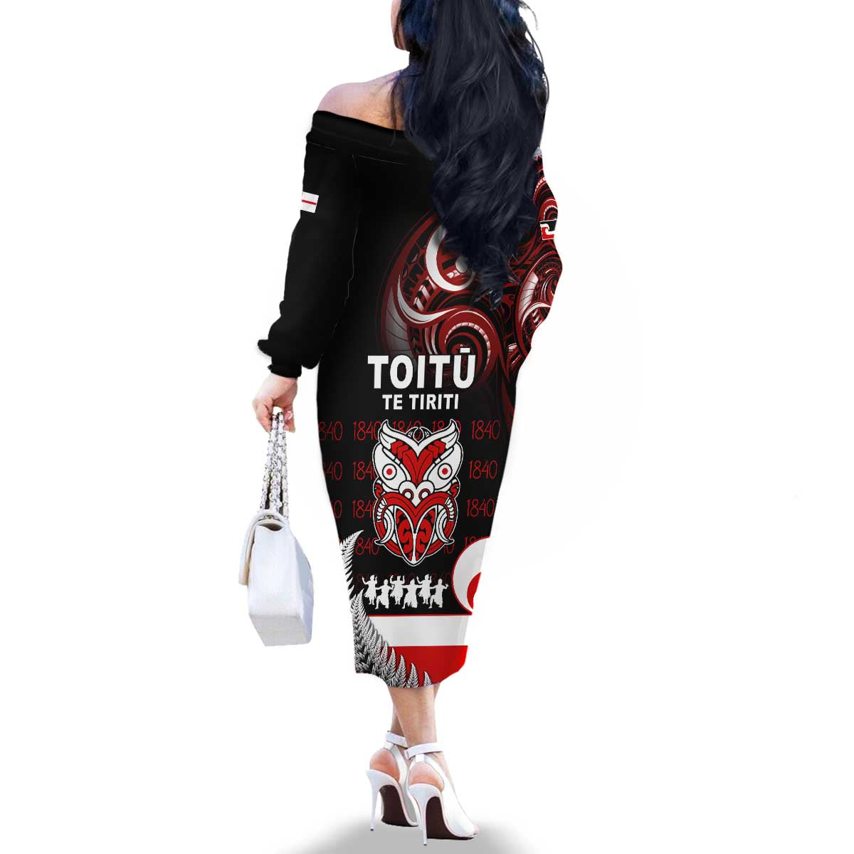 Aotearoa Toitu He Whakaputanga Family Matching Off The Shoulder Long Sleeve Dress and Hawaiian Shirt Toitu Te Tiriti O Waitangi LT05 - Polynesian Pride