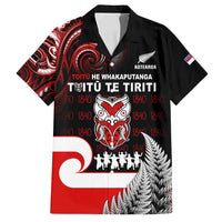 Aotearoa Toitu He Whakaputanga Family Matching Puletasi and Hawaiian Shirt Toitu Te Tiriti O Waitangi LT05 Dad's Shirt - Short Sleeve Black - Polynesian Pride