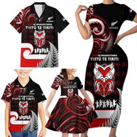Aotearoa Toitu He Whakaputanga Family Matching Short Sleeve Bodycon Dress and Hawaiian Shirt Toitu Te Tiriti O Waitangi LT05 - Polynesian Pride