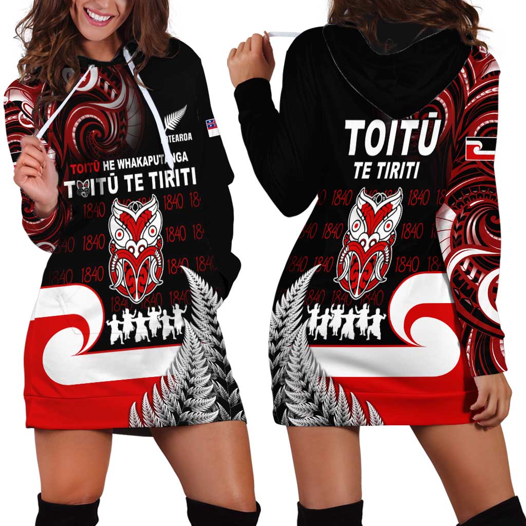 Aotearoa Toitu He Whakaputanga Hoodie Dress Toitu Te Tiriti O Waitangi LT05 - Polynesian Pride