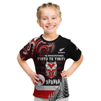 Aotearoa Toitu He Whakaputanga Kid T Shirt Toitu Te Tiriti O Waitangi LT05 Black - Polynesian Pride