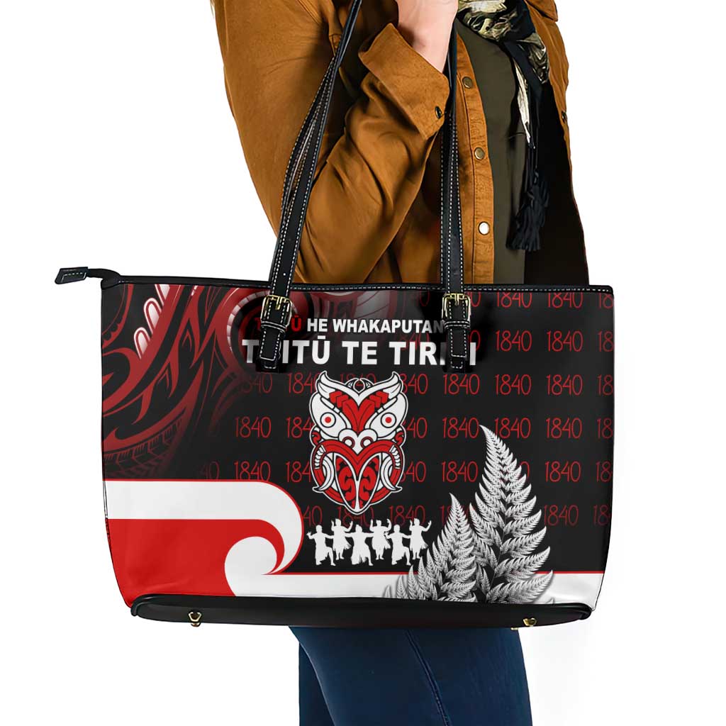 Aotearoa Toitu He Whakaputanga Leather Tote Bag Toitu Te Tiriti O Waitangi LT05 - Polynesian Pride