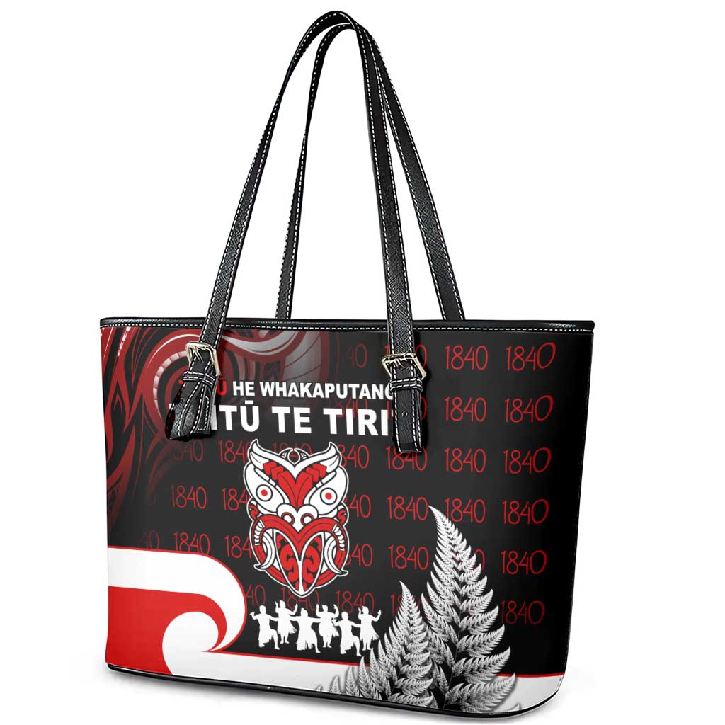 Aotearoa Toitu He Whakaputanga Leather Tote Bag Toitu Te Tiriti O Waitangi LT05 - Polynesian Pride