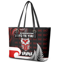 Aotearoa Toitu He Whakaputanga Leather Tote Bag Toitu Te Tiriti O Waitangi LT05 - Polynesian Pride