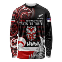 Aotearoa Toitu He Whakaputanga Long Sleeve Shirt Toitu Te Tiriti O Waitangi LT05 Unisex Black - Polynesian Pride