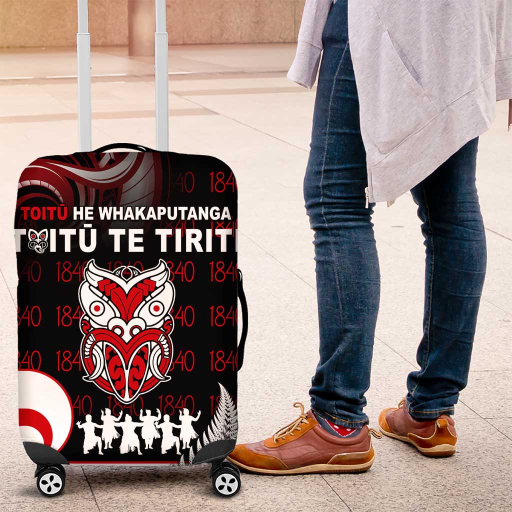 Aotearoa Toitu He Whakaputanga Luggage Cover Toitu Te Tiriti O Waitangi LT05 Black - Polynesian Pride