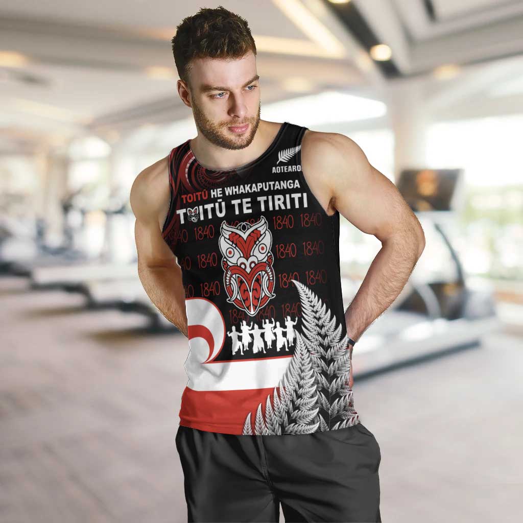 Aotearoa Toitu He Whakaputanga Men Tank Top Toitu Te Tiriti O Waitangi LT05 Black - Polynesian Pride