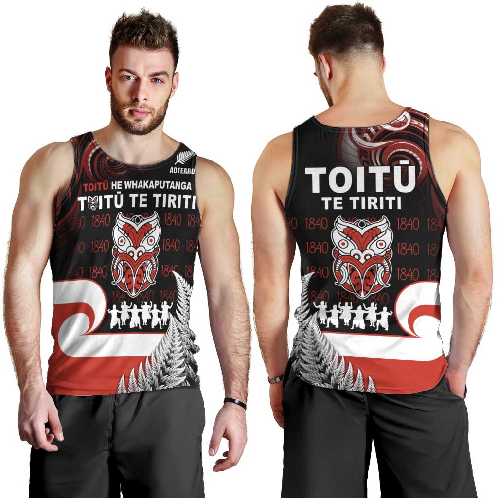 Aotearoa Toitu He Whakaputanga Men Tank Top Toitu Te Tiriti O Waitangi LT05 - Polynesian Pride