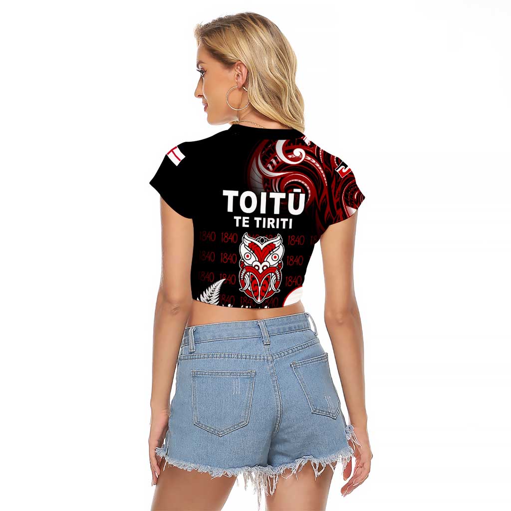 Aotearoa Toitu He Whakaputanga Raglan Cropped T Shirt Toitu Te Tiriti O Waitangi LT05 - Polynesian Pride