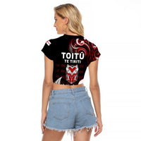 Aotearoa Toitu He Whakaputanga Raglan Cropped T Shirt Toitu Te Tiriti O Waitangi LT05 - Polynesian Pride
