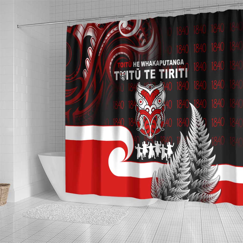 Aotearoa Toitu He Whakaputanga Shower Curtain Toitu Te Tiriti O Waitangi LT05 - Polynesian Pride