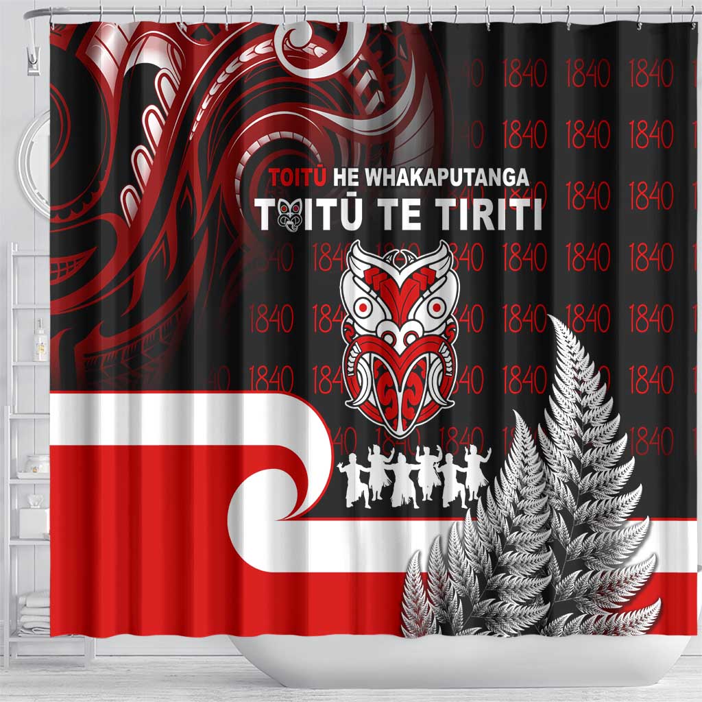 Aotearoa Toitu He Whakaputanga Shower Curtain Toitu Te Tiriti O Waitangi LT05 - Polynesian Pride