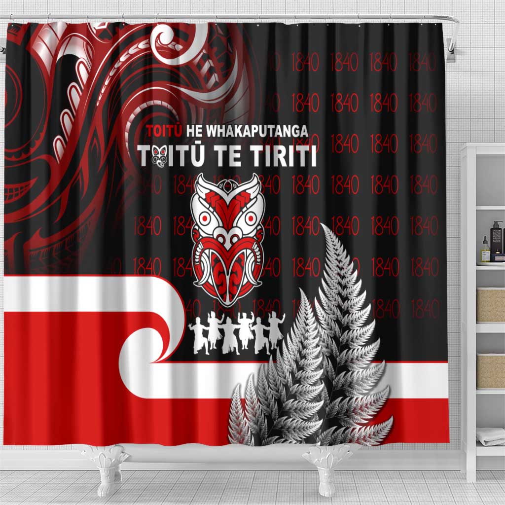 Aotearoa Toitu He Whakaputanga Shower Curtain Toitu Te Tiriti O Waitangi LT05 - Polynesian Pride