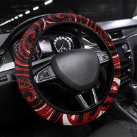 Aotearoa Toitu He Whakaputanga Steering Wheel Cover Toitu Te Tiriti O Waitangi LT05 Universal Fit Black - Polynesian Pride
