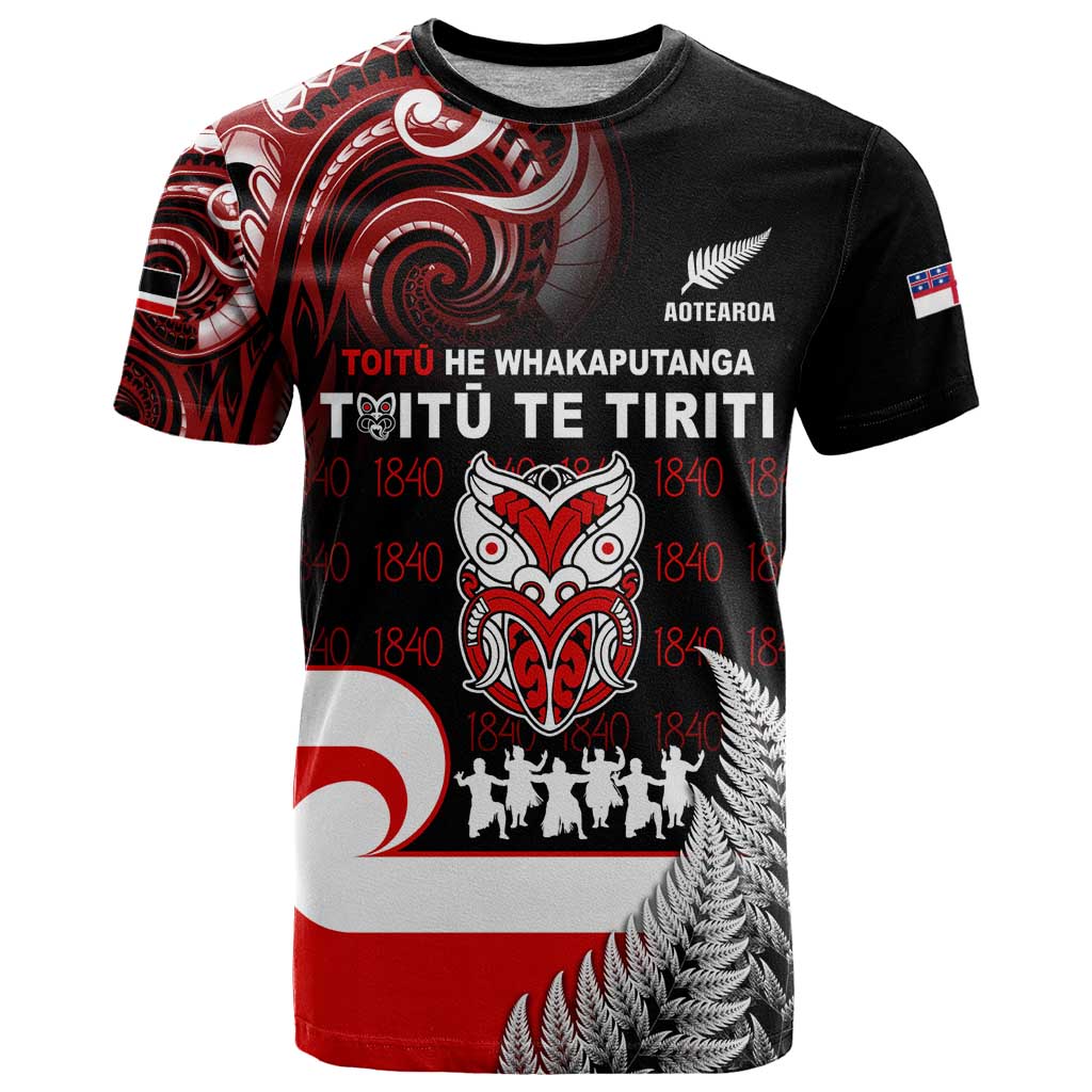Aotearoa Toitu He Whakaputanga T Shirt Toitu Te Tiriti O Waitangi LT05 Black - Polynesian Pride