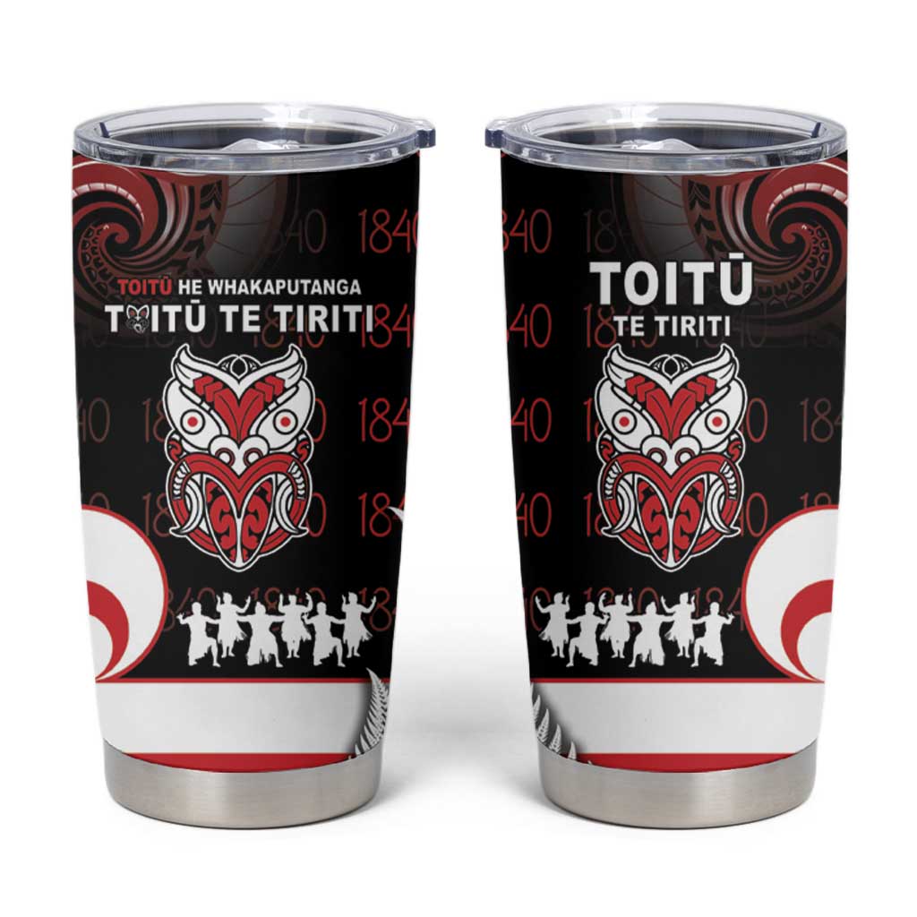 Aotearoa Toitu He Whakaputanga Tumbler Cup Toitu Te Tiriti O Waitangi LT05 Black - Polynesian Pride