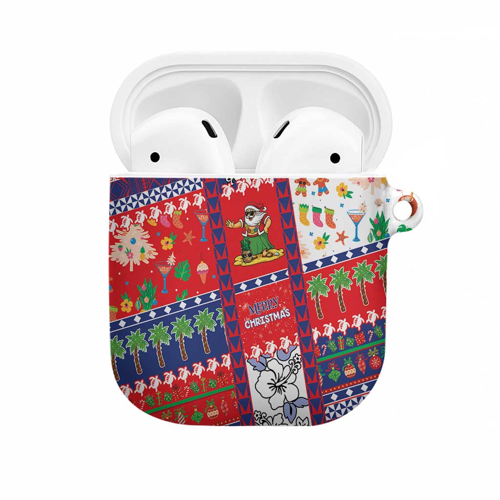 Wallis And Futuna Christmas AirPods Case Festive Beach Vibes LT05 Red - Polynesian Pride