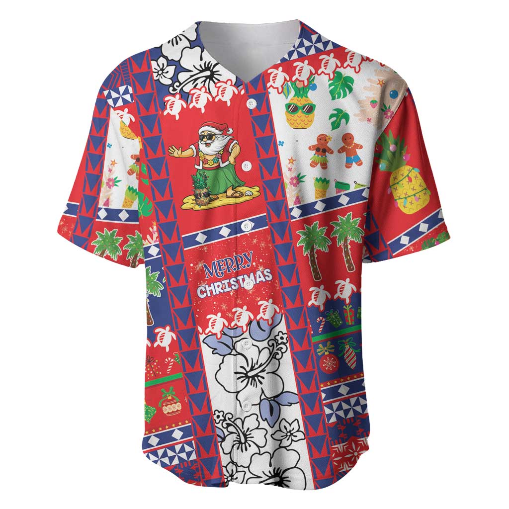 Wallis And Futuna Christmas Baseball Jersey Festive Beach Vibes - Polynesian Pride
