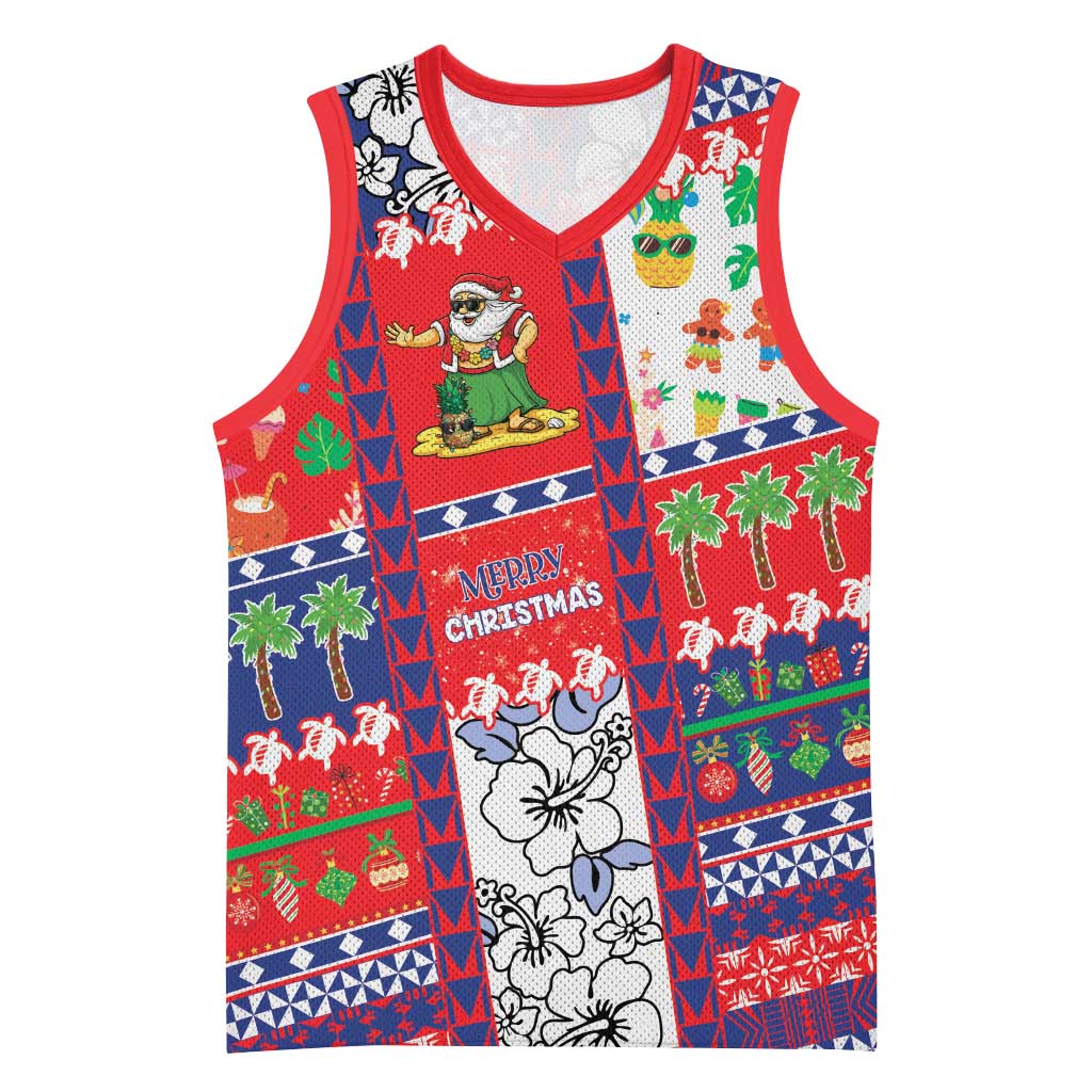 Wallis And Futuna Christmas Basketball Jersey Festive Beach Vibes LT05 Unisex Red - Polynesian Pride