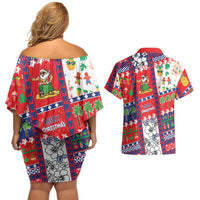Wallis And Futuna Christmas Couples Matching Off Shoulder Short Dress and Hawaiian Shirt Festive Beach Vibes LT05 - Polynesian Pride