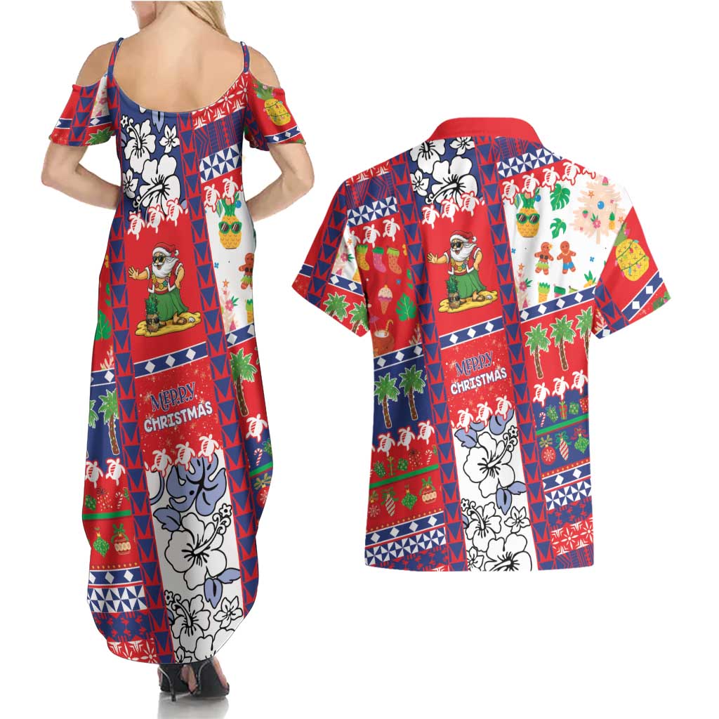 Wallis And Futuna Christmas Couples Matching Summer Maxi Dress and Hawaiian Shirt Festive Beach Vibes LT05 - Polynesian Pride