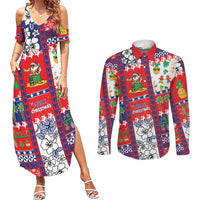 Wallis And Futuna Christmas Couples Matching Summer Maxi Dress and Long Sleeve Button Shirt Festive Beach Vibes LT05 Red - Polynesian Pride