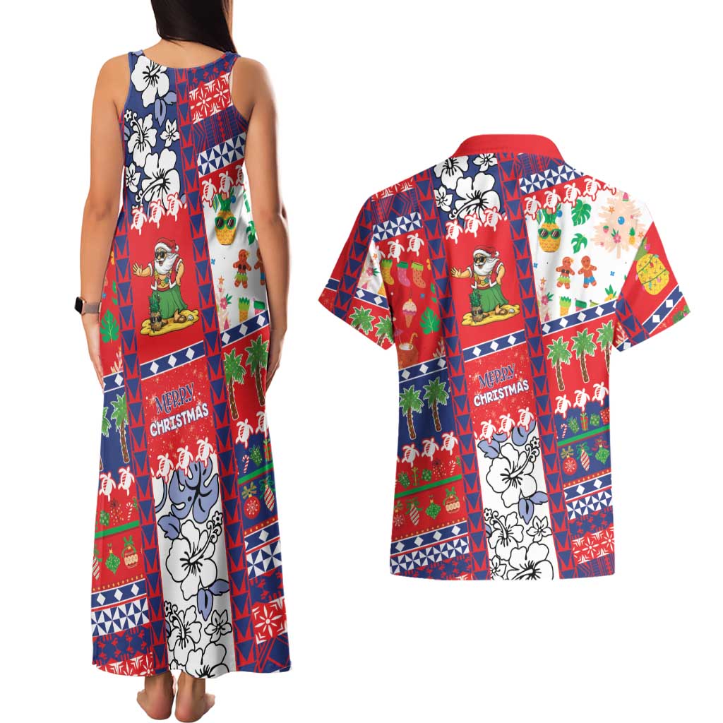 Wallis And Futuna Christmas Couples Matching Tank Maxi Dress and Hawaiian Shirt Festive Beach Vibes LT05 - Polynesian Pride