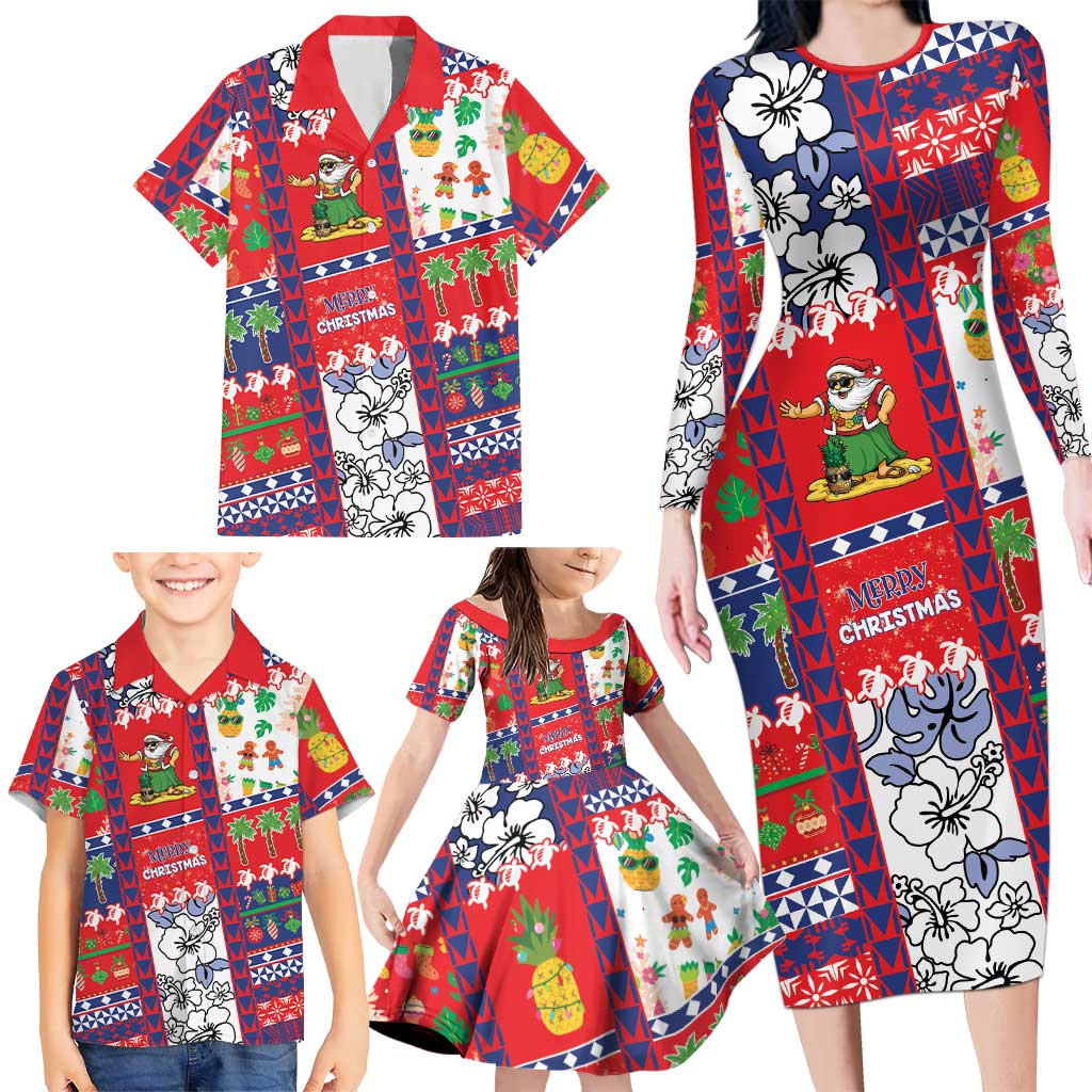 Wallis And Futuna Christmas Family Matching Long Sleeve Bodycon Dress and Hawaiian Shirt Festive Beach Vibes LT05 - Polynesian Pride