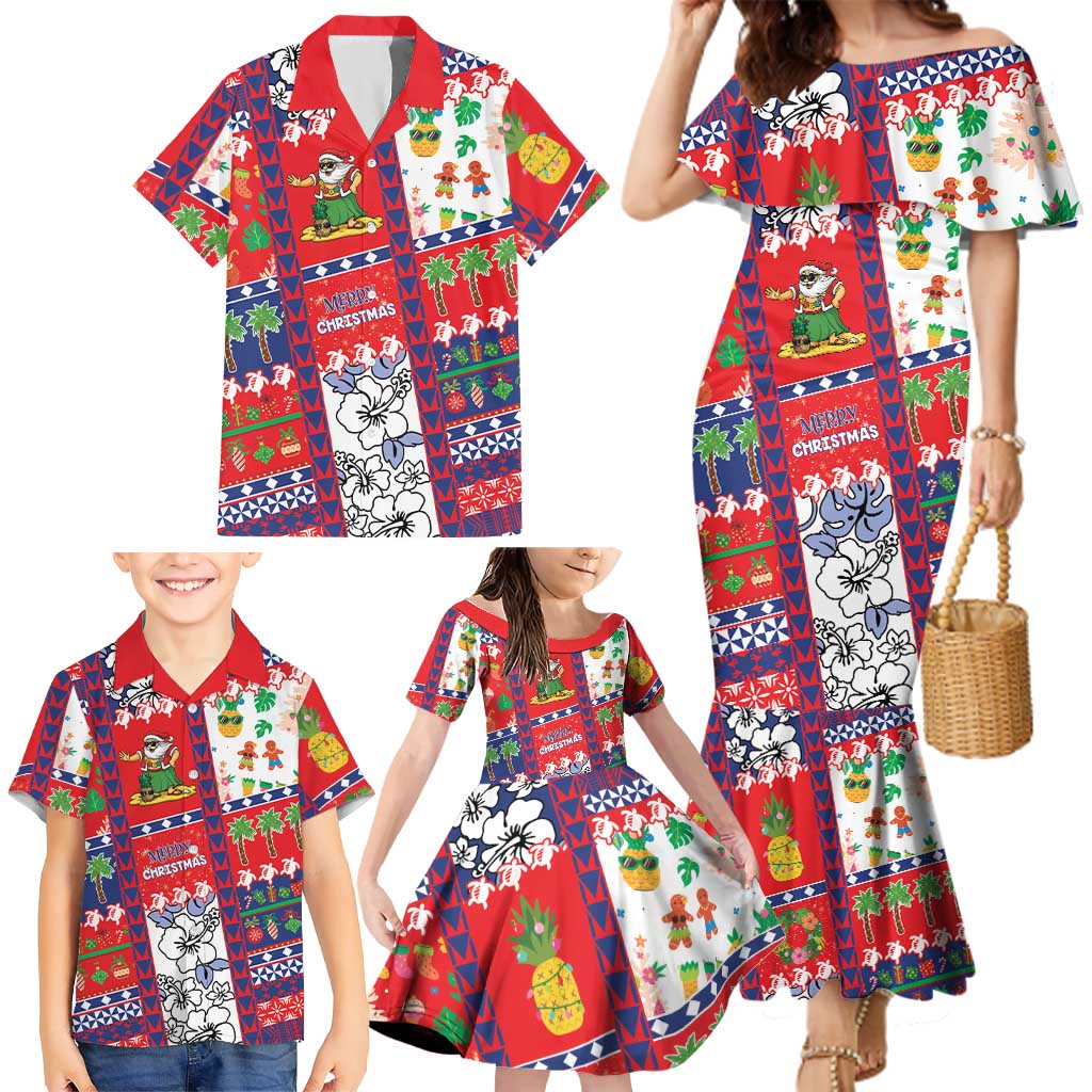 Wallis And Futuna Christmas Family Matching Mermaid Dress and Hawaiian Shirt Festive Beach Vibes - Polynesian Pride