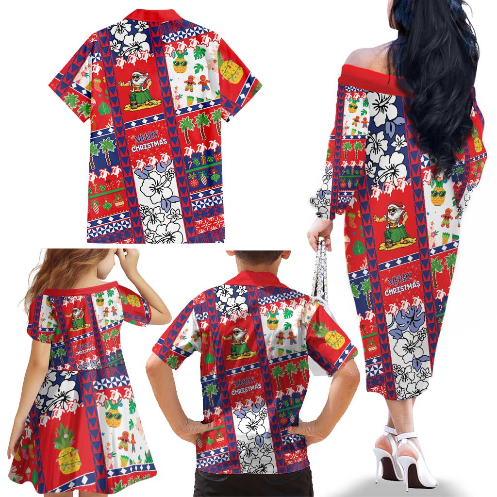 Wallis And Futuna Christmas Family Matching Off The Shoulder Long Sleeve Dress and Hawaiian Shirt Festive Beach Vibes LT05 - Polynesian Pride