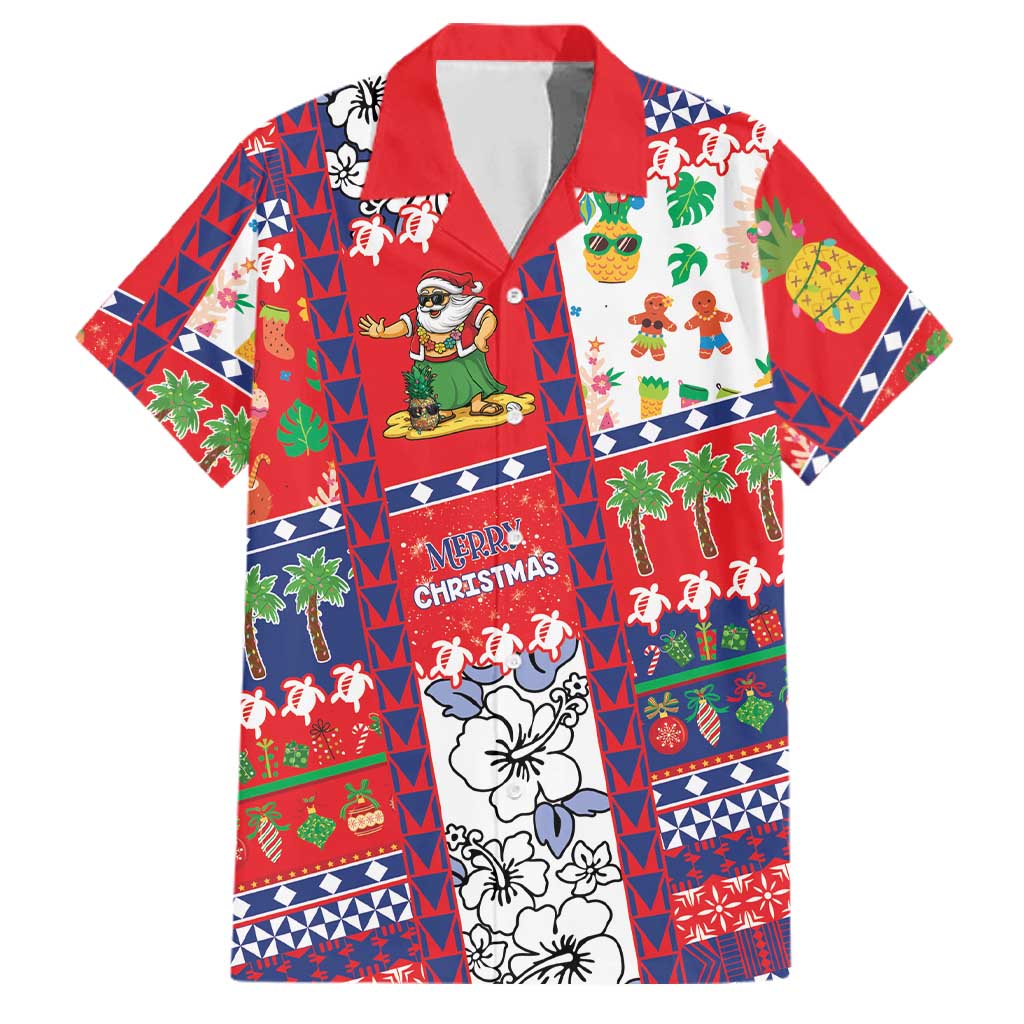 Wallis And Futuna Christmas Family Matching Off The Shoulder Long Sleeve Dress and Hawaiian Shirt Festive Beach Vibes LT05 Dad's Shirt - Short Sleeve Red - Polynesian Pride