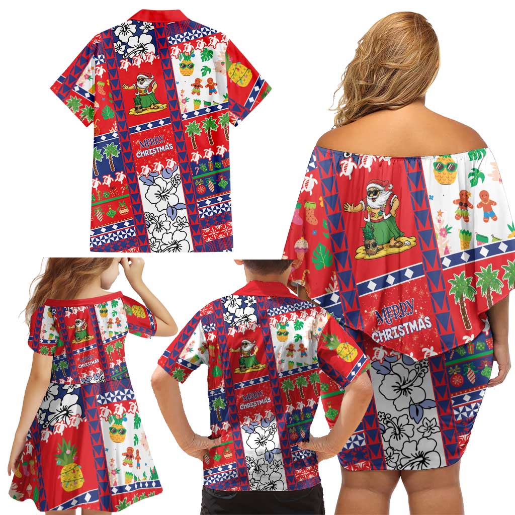 Wallis And Futuna Christmas Family Matching Off Shoulder Short Dress and Hawaiian Shirt Festive Beach Vibes LT05 - Polynesian Pride