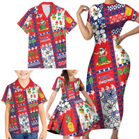 Wallis And Futuna Christmas Family Matching Short Sleeve Bodycon Dress and Hawaiian Shirt Festive Beach Vibes LT05 - Polynesian Pride