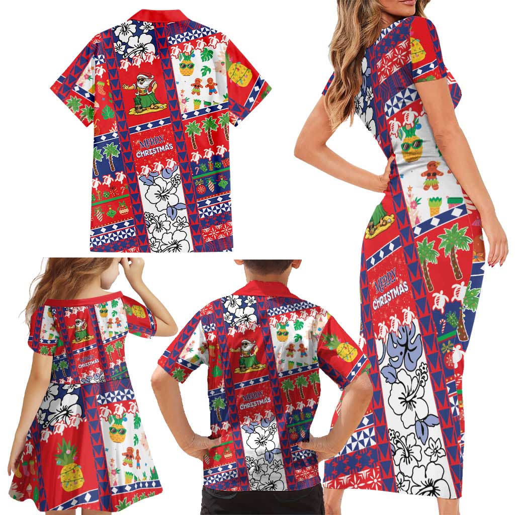 Wallis And Futuna Christmas Family Matching Short Sleeve Bodycon Dress and Hawaiian Shirt Festive Beach Vibes LT05 - Polynesian Pride