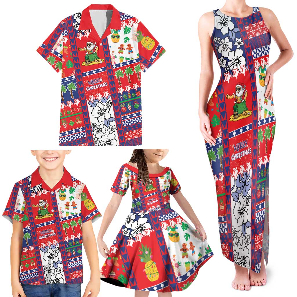 Wallis And Futuna Christmas Family Matching Tank Maxi Dress and Hawaiian Shirt Festive Beach Vibes - Polynesian Pride