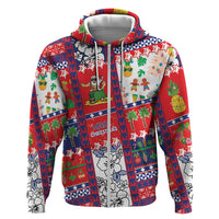 Wallis And Futuna Christmas Hoodie Festive Beach Vibes LT05 Zip Hoodie Red - Polynesian Pride