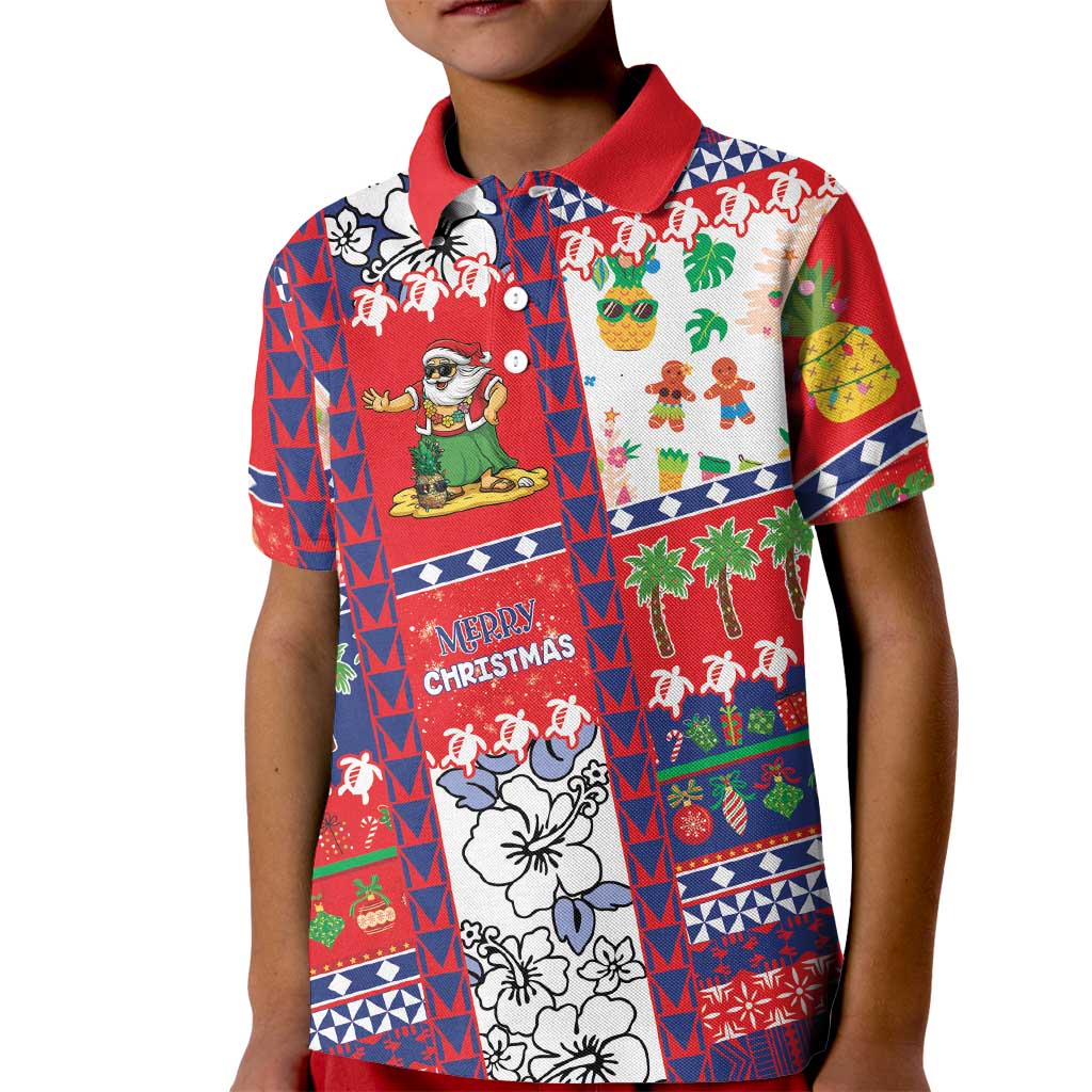 Wallis And Futuna Christmas Kid Polo Shirt Festive Beach Vibes - Polynesian Pride