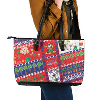 Wallis And Futuna Christmas Leather Tote Bag Festive Beach Vibes - Polynesian Pride