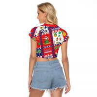 Wallis And Futuna Christmas Raglan Cropped T Shirt Festive Beach Vibes - Polynesian Pride