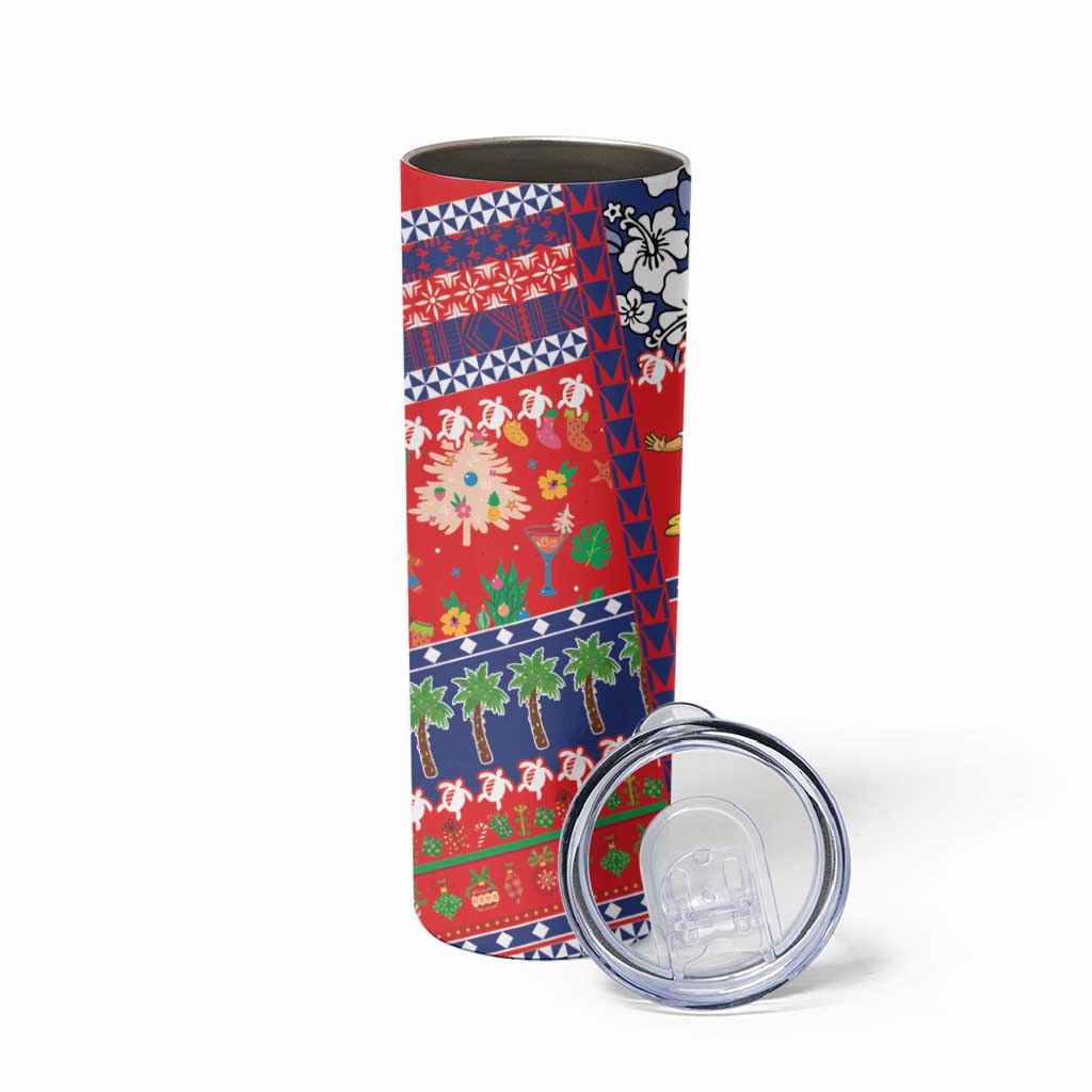 Wallis And Futuna Christmas Skinny Tumbler Festive Beach Vibes LT05 - Polynesian Pride