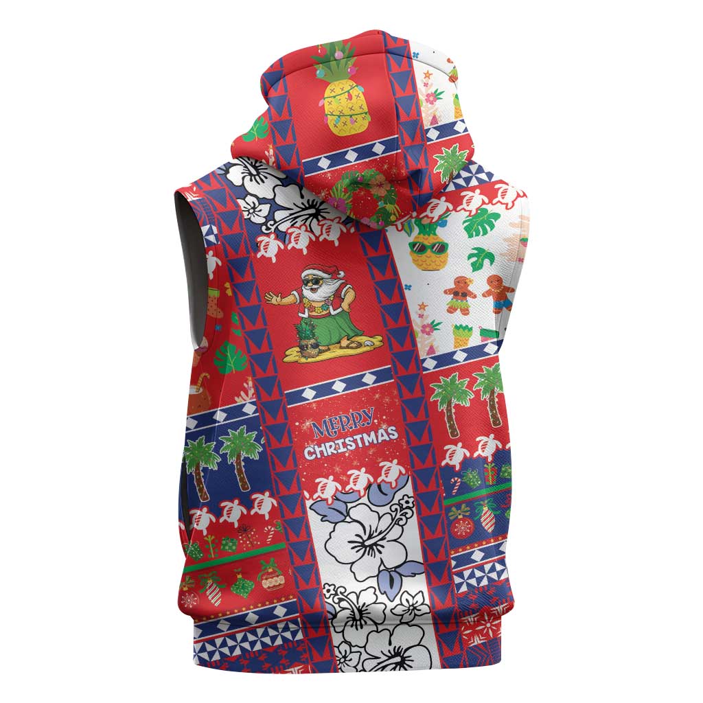 Wallis And Futuna Christmas Sleeveless Hoodie Festive Beach Vibes - Polynesian Pride