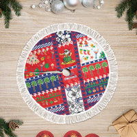 Wallis And Futuna Christmas Tree Skirt Festive Beach Vibes LT05 Fringed Red - Polynesian Pride